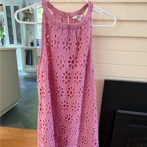 Jack by BB Dakota Pink Floral Eyelet A-Line Skirt